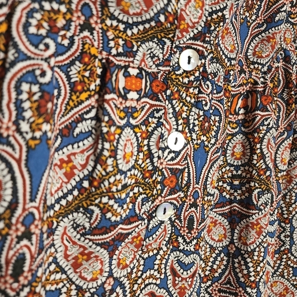 Gibson & Latimer Paisley Floral Flowy Blouse Size 2X Roll Tab Sleeves - Picture 4 of 12